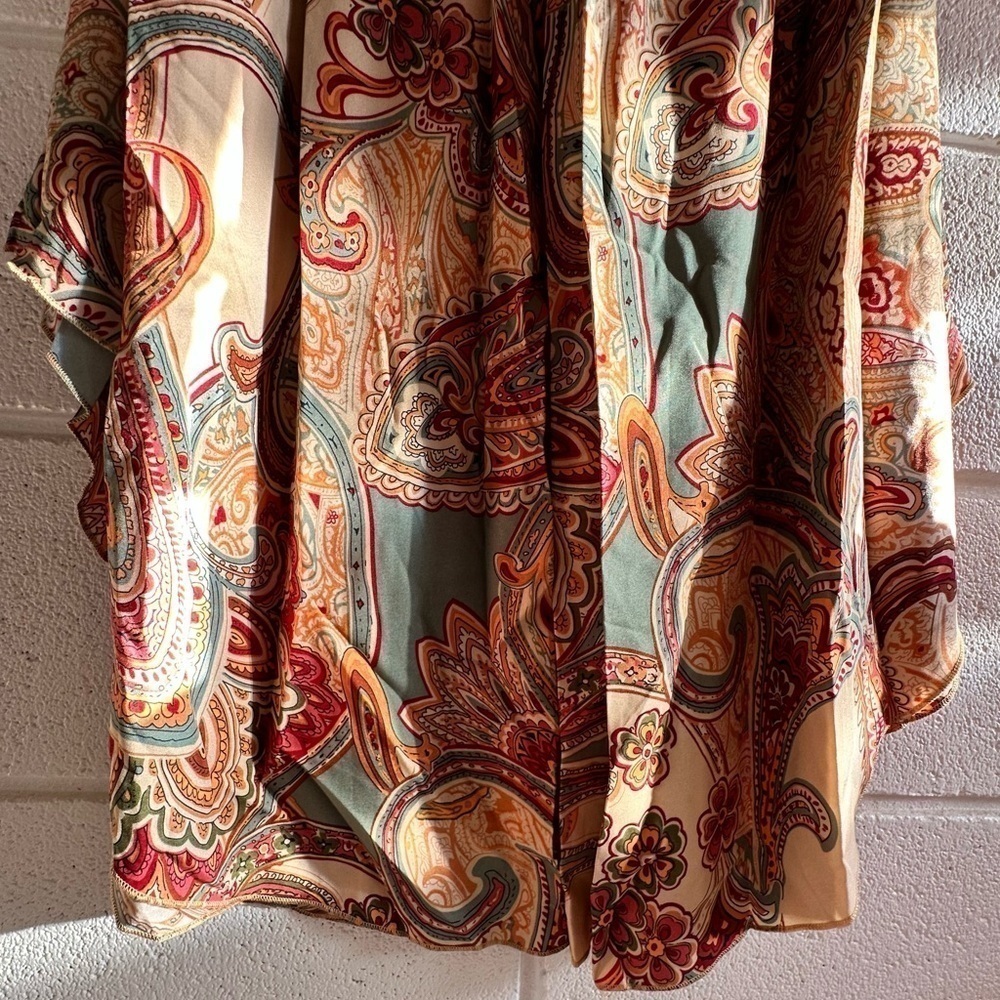 Wide Leg Pants Boho Chic Vintage Paisley Loose Fit Elegant Large Lightweight NEW - Picture 7 of 15